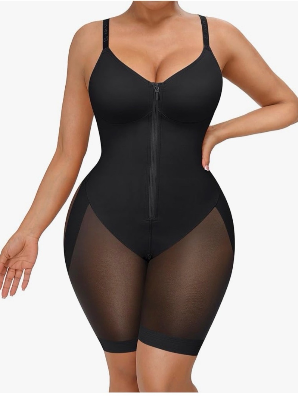 SHAPELLX Black Full-Body Shapewear Faja Bodysuit with Front Zipper NEW MEDIUM